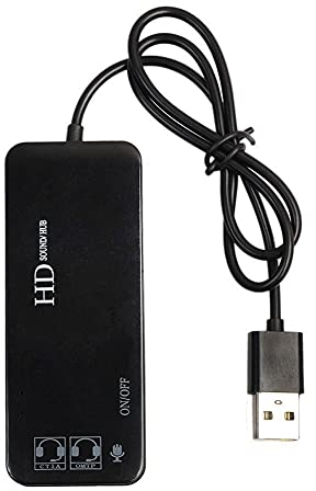 Graootoly 3 Port Usb 2.0 Hub External 7.1Ch Sound Card Headset Microphone Adapter For Pc Black