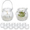 Relaxdays Windlicht Glas 12er Portavelas Cristal, Set de 12, Porta Velas con Asa, 7,5 x 8 cm, Recipientes Vidrio Redondos, Transparente