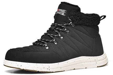 Bruno Marc Stivali da Neve Uomo Inverno Impermeabili Trekking Scarpe Outdoor Stivali alla Moda Basso Scarpe da Neve,Size 43.5,Nero,SBSB2311M