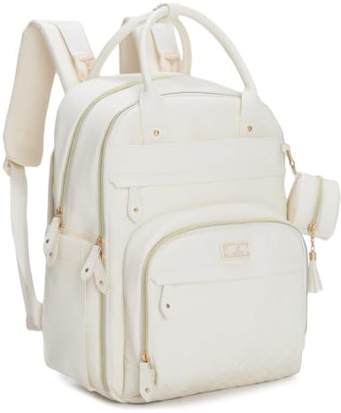 BabbleRoo Wickeltasche Rucksack aus veganem Leder – wasserdicht, große Kapazität, 17 Taschen, mit Wickelauflage, Schnullerhalter & Kinderwagengurten – für Mama & Papa