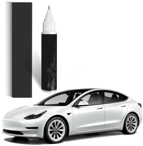 KRHINO Autolackstift für Tesla Model 3 X Y S, Auto-Kratzer-Entferner, Lackstifte, Autolack-Reparaturstift, Auto-Ausbesserungsstift, Weiß, Schwarz, Silber, Rot, Blau,-White