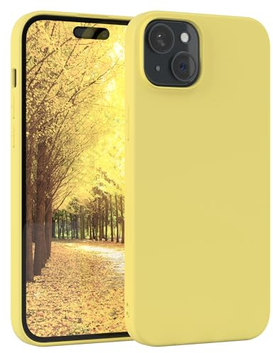EAZY CASE - Silikonhülle für iPhone 15 Plus Hülle Silikon Case Gelb weich stoßfeste Handyhülle Schutzhülle mit Kameraschutz Dünn Premium Schutz Cover TPU Phone Bumper in Pastell Hellgelb Matt