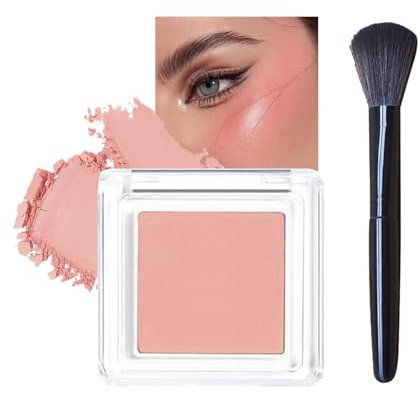 Blushers for Cheeks, Nude Peach Powder Blushes Korean Makeup Blush with Brush, Natural Glow Blendable Long-Lasting Blush Matte Blush Face Powder Blush Smooth, for Women & Girls