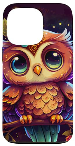 Süße Eule im Chibi-Stil mit himmlischen Elementen Hülle für iPhone 13 Pro