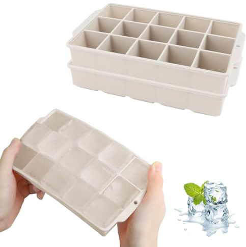 JOPHEK Eiswürfelform, 2 Stück 30 Fach Silikon Eiswürfelschale, Große Quadratische Eiswürfel 3.5cm für Cocktails Whisky Wein Obst Fruchtpürees Eiscreme Eistee