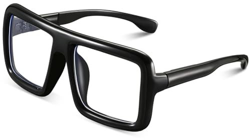 BBTO Nerd Brille mit Klaren Gläsern Retro Zauberer Brille Dicke Lustige Streber Brille Nerd Kostüm Brille für Erwachsene (Rechteckig)