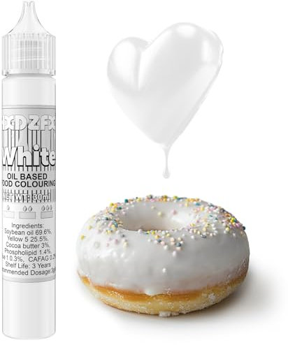 White Oil Based Food Colouring - Concentrated Chocolate Colouring For Cream Cakes, Baked Cake Decoration, Chocolate, Candy, Icing, Ice Cream, Doughnuts, Biscuits - 30ml