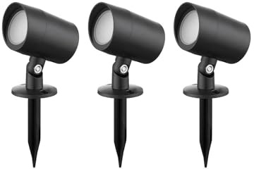Lindby LED Gartenstrahler mit Erdspieß Smart Home in schwarz, dimmbar | Gartenlampe Erdspießlampe IP44 Spritzwassergeschützt, 3 Flammig, Modern, 3000 K Warmweiß, RGB, Erdspießleuchte für