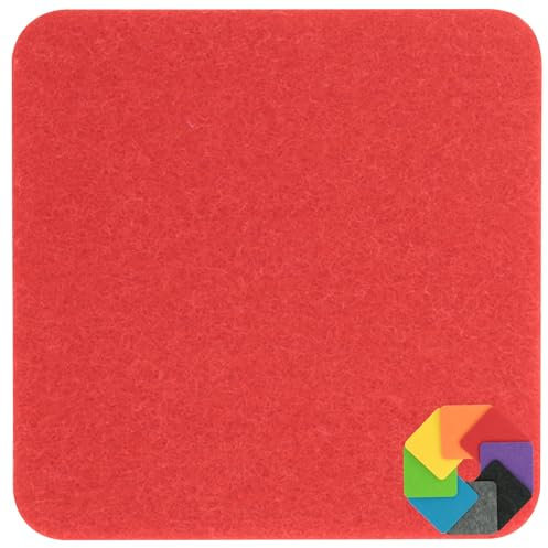 Design Filz Untersetzer eckig - 25x25cm in rot für Glas, Getränke, Bar, Tasse, Vase