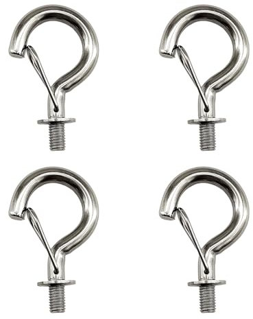 jinrowphee Federhaken aus Edelstahl, Schraubhaken, Lampenhaken, M6, 4 Stück