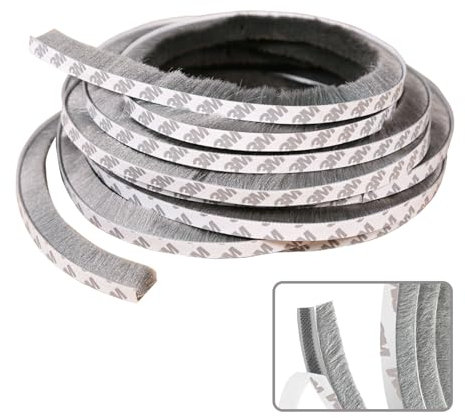 HEOUCH 10m Burlete Persiana, 5m (L) X 9mm (A) X 9mm (P) X 2, Burlete Cepillo Autoadhesivas, Burlete Ventana Corredera, Protección Contra el Polvo y el Ruido, Adecuadas Para Ventanas, Armarios