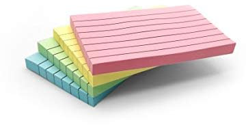 Evergreen Goods 8 Pack Pastel Sticky Notes | Large Lined Sticky Notes for to Do Lists & Revision Supplies | 76 x 127mm (3 x 5) 100 Sheets per Pad | Memo Pads for Office, School, Meetings
