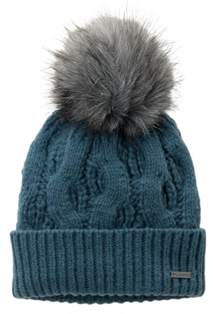 Columbia Womens Boundless Days Cable Knit Pom Beanie, Everblue, One Size
