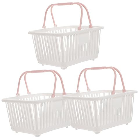 GAROZATION 3 Stück Kleine Kunststoff Körbe Mit Griffen Tragbare Aufbewahrungskörbe Für Küche Badezimmer Spielzeug Lebensmittel Weiß