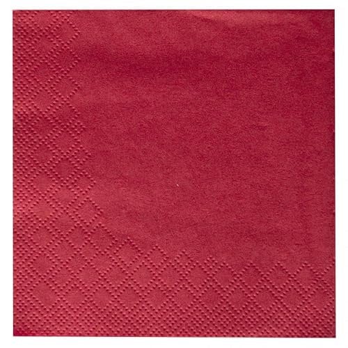 1000 Stück Cocktail-Servietten 24 x 24 cm | 3-lagig, FSC®-zertifiziert, bordeaux, L: 24cm, B: 24cm