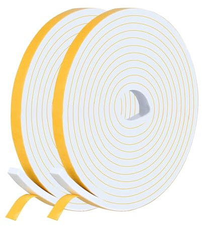 SIGANDG Joint d'étanchéité autocollant, Joint Porte Isolation, pour porte et fenêtre contre les courants d'air froid/anti-collision/insonorisant/imperméable à la poussière (10mm x 6mm x 10M, Blanc)