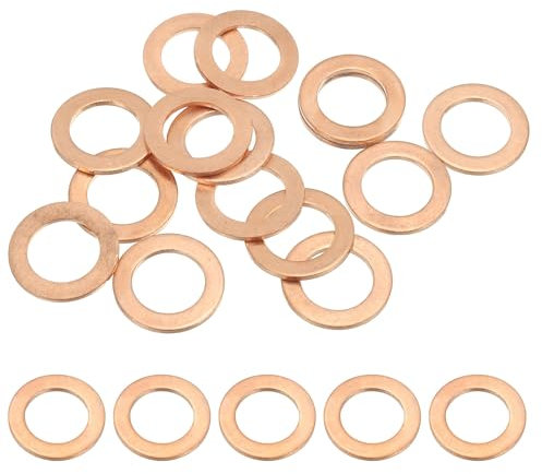 PATIKIL 15pcs Arandela de Cobre M14, Anillo de Sellado, 22x14x1.5mm(OD*ID*Grosor) Junta Plana Métrica Crush Accesorios Hidráulicos para Tornillos Perno Tapones de Cárter Drenaje de Aceite