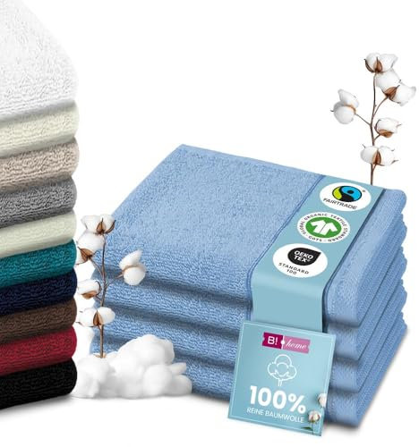 B!HOME 4er Set Premium Duschtücher [100% Baumwolle] 70x140 cm, hellblau/große Handtücher Weich, Saugstark & Pflegeleicht/Badetuch Perfekt für Bad, Strand & Reisen