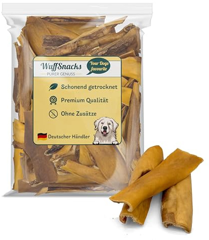 Peau de tête de bœuf séchée pour chien, 2,5 kg, article naturel à mâcher, 20 cm, friandises à mâcher pour chiens de Wuffsnacks