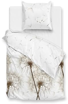 Zo!Home Bettwäsche »Renforcé« 100% Baumwolle | Reißverschluss | 135x200 & 80x80 | Fehu | Pusteblumen,weiß