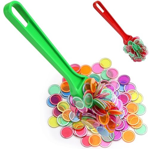 Jeinbuil Bingo Chips Set Magnetstab mit 100 Chips für Familienspiele Und Eltern Kind Interaktion Verwendet (Grün)