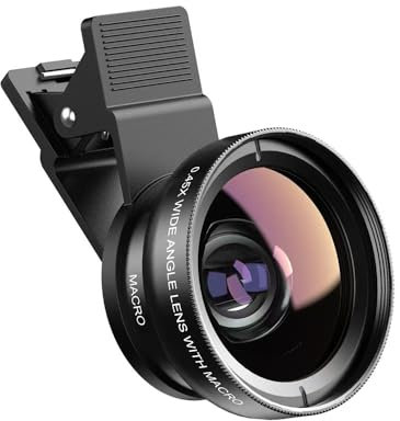 Auricase 2-in-1 Universal Handy Kamera objektiv, Handy objektiv Set, 12,5X Macro Lens, 0,45X Weitwinkel, Makroobjektiv für die meisten Smartphones