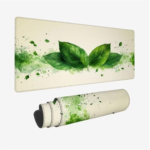 Hojas Alfombrilla Ratón Speed Gaming Verde, Mouse Pad XXL 150x80cm, Antideslizante Alfombrilla Gaming Accesorios para Mejorar la Precisión y la Velocidad, Oficina Desk Decor, Gamer Gifts,Model372
