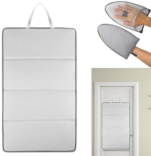 Over the Door Steaming Station With Ironing Gloves,Over The Door Steamer Pad,Steamer Board for Clothes,Portable Garment Steamer Pad, Ideal for Home and Travel