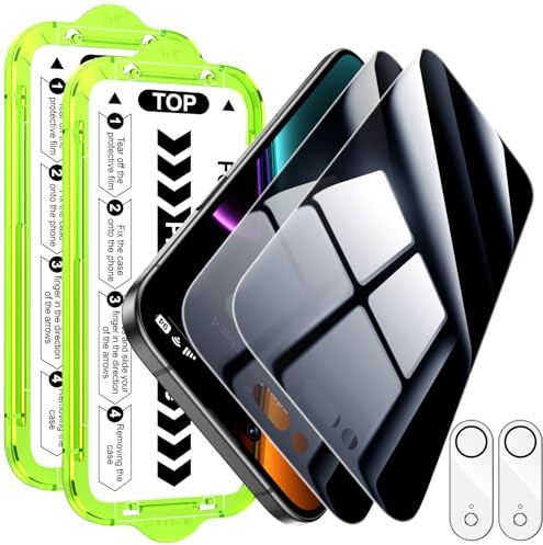 Esanik für iPhone Air 17 für Panzerglas Sichtschutz, 2x Sichtschutzfolie mit Auto-Dust-Eliminierung + 2x Kameraschutz, 9H Blickschutzfolie Anti-Spy Privacy Bläschenfrei Folie (2+2 Stück)