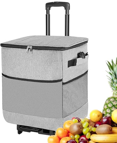 MWZBTG Kühlbox Mit Rädern Und Griff - Kompakte Kühlbox Praktischer Wagen Mit Rädern | Isolierter Wagen Für Camping Angeln Picknick Ausflug Party