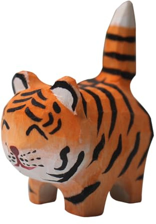 Uonlytech Holz Tigerfigur Kinderspielzeug Holzhandwerk Dekorative Tierstatue Geschenk für Tischdeko