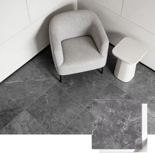 Selbstklebende PVC Bodenfliesen 30x30 cm - Fliesenoptik Steinoptik Bodenbelag Grau - Wasserdichter & Rutschfester Vinylboden Belag (0.55 mm) - Für Küche, Bad, Wohnzimmer Klebefliesen 50 Fliesen