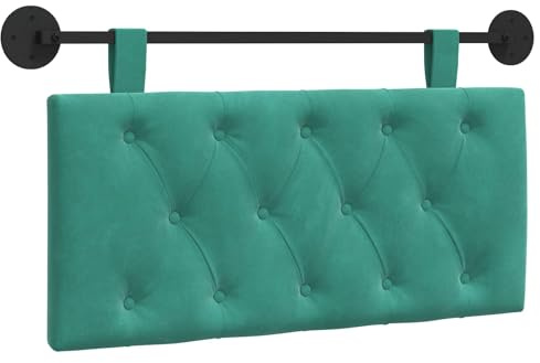 vidaXL Hängendes Kopfteil Türkis Samt, Schlafzimmer, modernes Wand-Kopfteil, rechteckig mit Samtbezug, gesteppt, Holzwerkstoff, platzsparende Dekoration