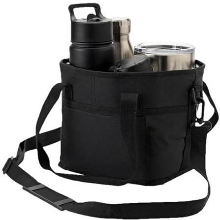 Drinks Carrier | Family Size 4 Compartment Drink Bag for Coffee Cups & Tumblers | Insulated Drink Holder Bag | Multiple Drinks Bags with Removable Dividers & Adjustable Strap for Outdoor, Daily Use