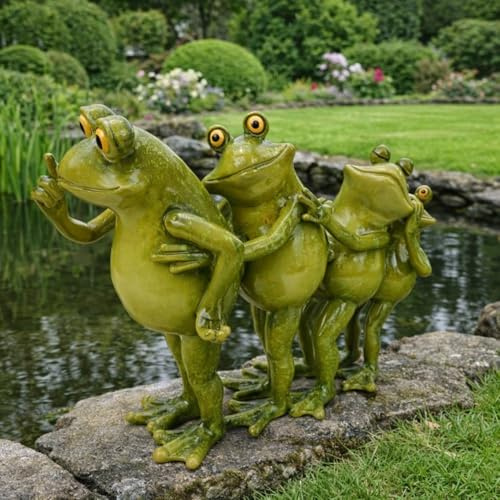 Online Fuchs Lustige Gartenfiguren für draußen Frosch Polonaise - Teichdeko - wetterfest mit glänzendem Glossy-Look - 21 oder 33 cm groß (33 cm)