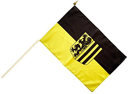 Flaggenfritze Stockflagge Deutschland Stadt Dresden 30 x 45 cm - handlich zum Schwenken, Dekorieren und Flagge zeigen