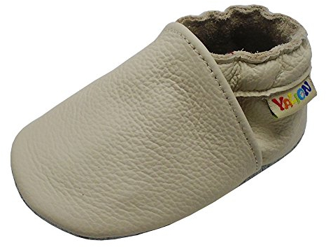 YALION Baby Weicher Leder Lauflernschuhe Krabbelschuhe Babyschuhe Babyhausschuhe(Beige,EU 22/23=L)