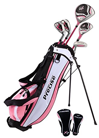 Precise X7 Junior Complete Golf Club Set für Kinder - 3 Altersgruppen Jungen & Mädchen - Rechtshänder & Linkshänder! (Pink Alter 9-12, Linkshänder)
