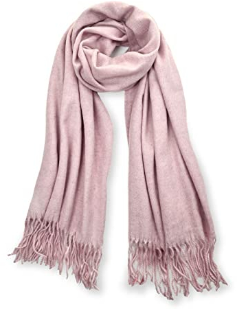 Neverless Strickschal mit Fransen einfarbig lang XXL Wollschal Oversized Winterschal Herren Damen Unisex rosa unisize