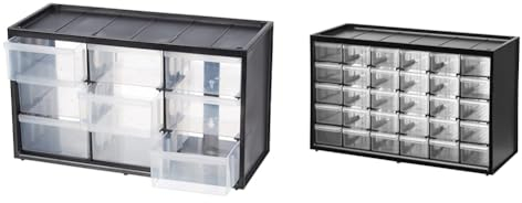 STANLEY - 1-93-978 Cassettiera Porta Minuteria Composta da 9 Cassetti Trasparenti Grandi & 1-93-980 CASSETTIERA A 30 CASSETTI PICCOLI