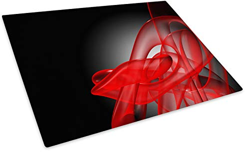 Red Black Wave Retro Glass Chopping Board Kitchen Worktop Saver Protector