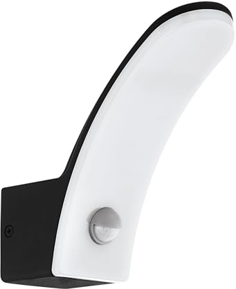 EGLO LED Outdoor wall Light Fiumicino, Single-Bulb Exterior Lamp | Sensor wall light Made of Aluminium and Plastic, Colour: Black, White, IP44, Including Motion Detector