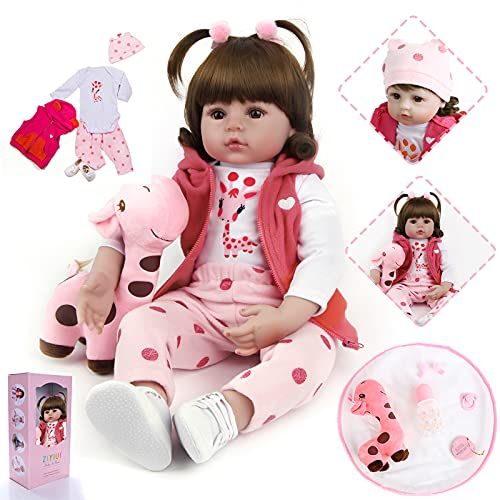 ZIYIUI Reborn Babypuppe 24 Zoll 60 cm Weiches Silikon Vinyl Handgemacht Realistisch Reborn Baby Mädchen öffnen Augen Reborn Puppen Spielzeug Für Jungen und Mädchen Weihnachts Geschenke