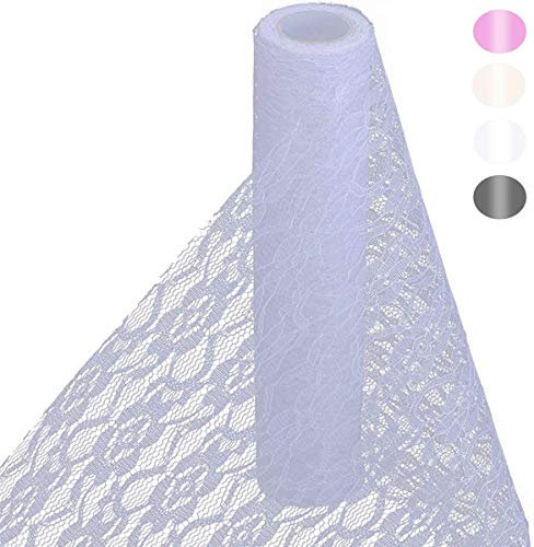 HOMYHOME Tischläufer Hochzeit Weinlese Spitze tabellen läufer weiß Festival Hochzeits Ereignis Tischdekoration 15cm * 22m (weiß, 6 inches)
