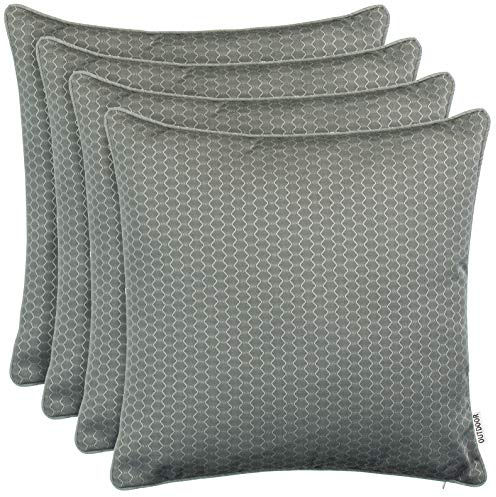 Brandsseller 4er Set Outdoor Kissen 45 x 45 cm – Wetterfeste Zierkissen mit Paspel in Wabenstruktur – Wasserabweisende Gartenkissen & Dekokissen für draußen – Sofakissen für Balkon & Terrasse - Taupe