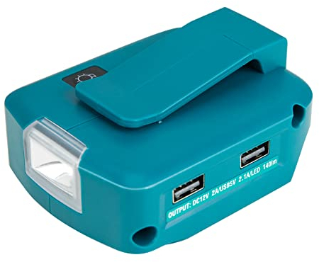 Wimaha Akku USB Adapter für Makita 18 V mit LED-Arbeitslicht & 2 USB Ports…