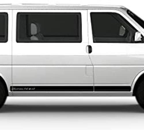 Auto-Dress® Seiten-Streifen Aufkleber Set/Dekor passend für VW T4,Bus in Wunschfarbe - Motiv: WUNSCHTEXT (Radstand : lang) (Farbwunsch)