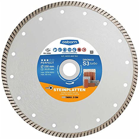 DRONCO S3TURBO-230 - Diamantscheibe Perfect S3 Turbo - Steinplatten (vorher TURBOF) Ø 230 mm