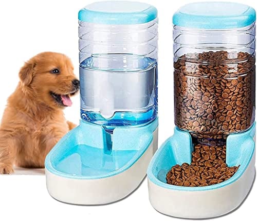 Edipets, Distributeur Croquettes Chat, Chien, Automatique, 2 Unités, 3.8 L, Gamelle à Nourriture et à Eau pour Animaux de Compagnie (Bleu)
