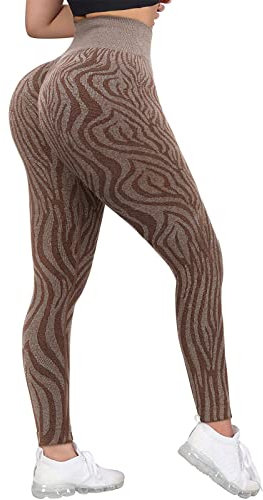 Butt Lift Leggings für Frauen Scrunch Workout Yoga Hose Booty Hohe Taille Nahtlose Kompression Sport Strumpfhose, #0_Braun, Mittel